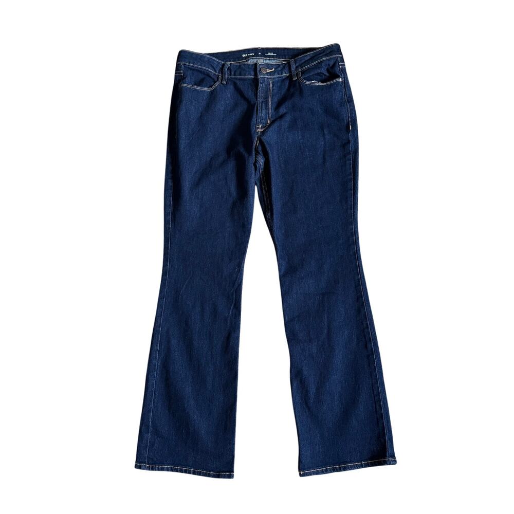 Old Navy Wow Boot-Cut Jeans Womens 12 SHORT Dark Wash Mid-Rise Stretch Denim EUC